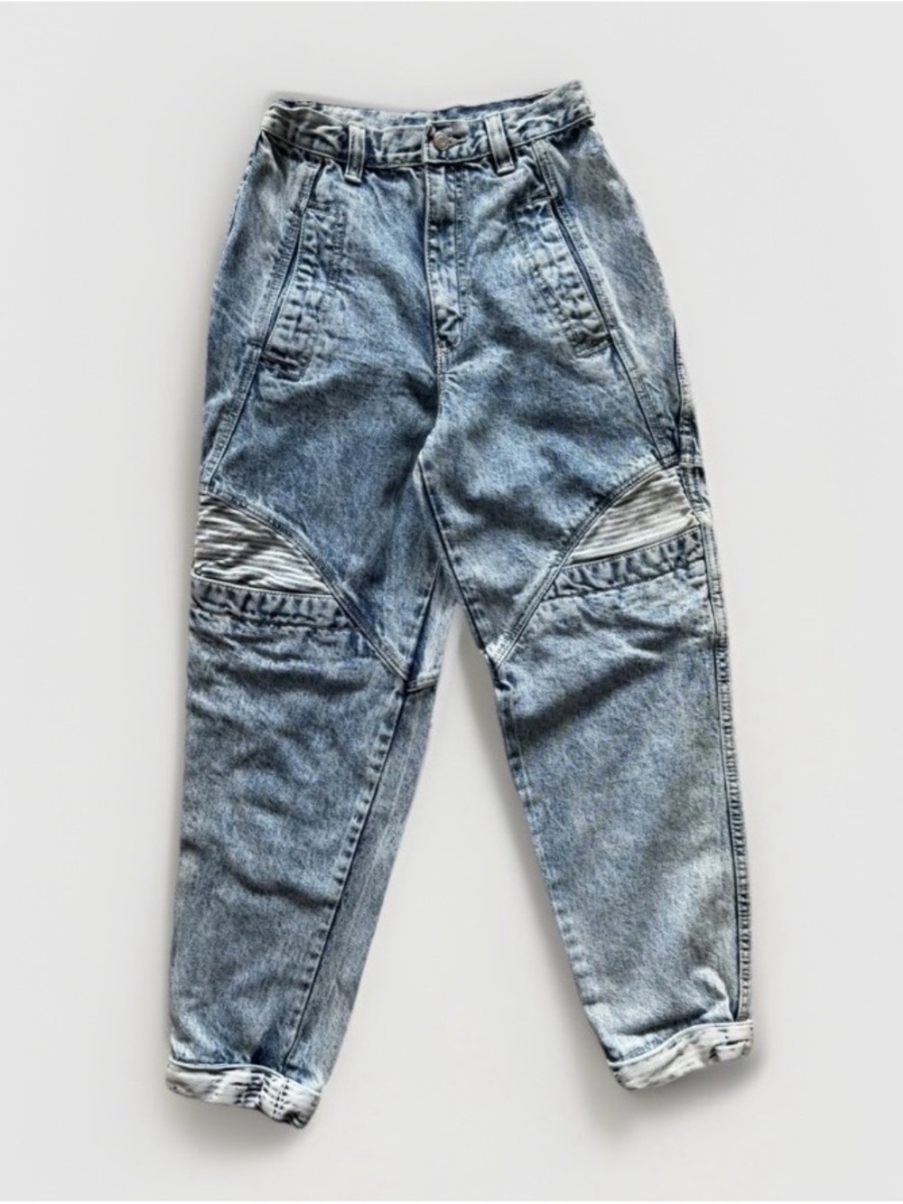 Vintage 80s Gitano Express Acid Wash Cargo Balloon Tapered Mom Jeans High Rise